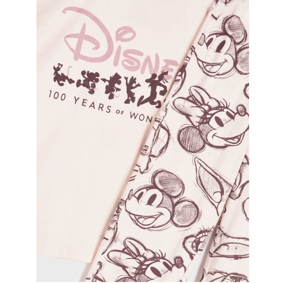 NWT Disney 100 Mickey Mouse Kids Girls Cotton Pajama Set Pink - Picture 7 of 7